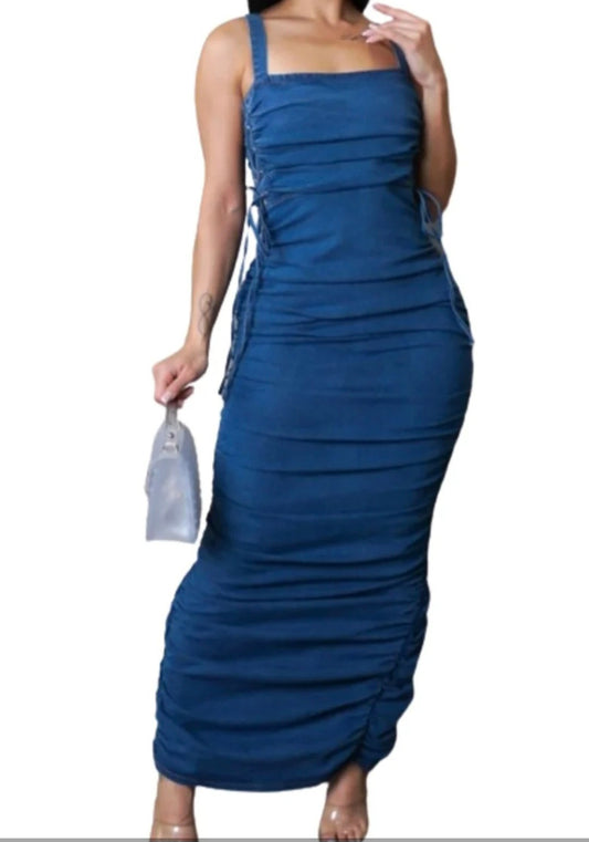 Denim Ruched Dress
